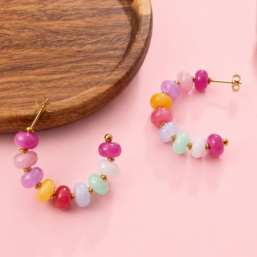 Pastel Beaded Hoop