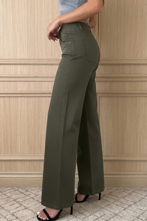 Green High Waist Wide Leg