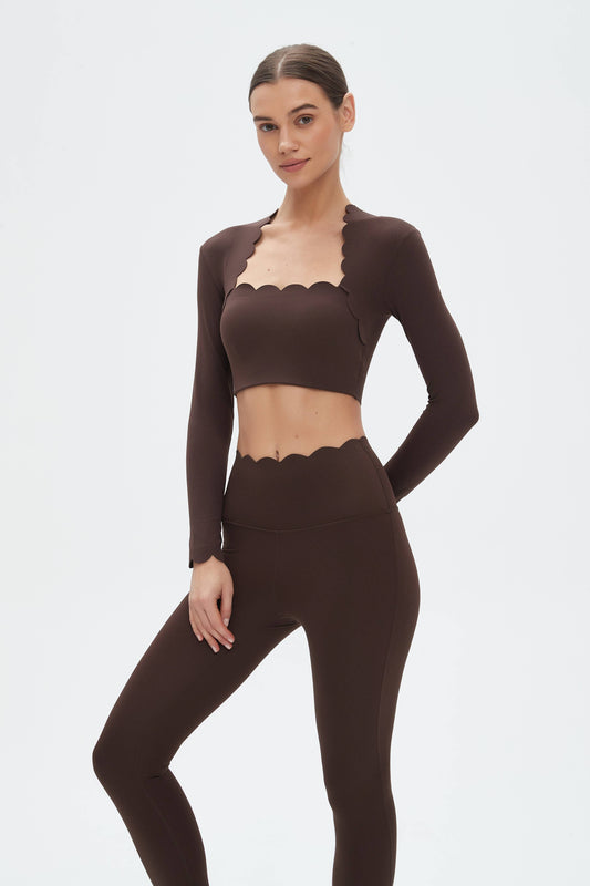 Scallop Long Sleeve Crop Bra