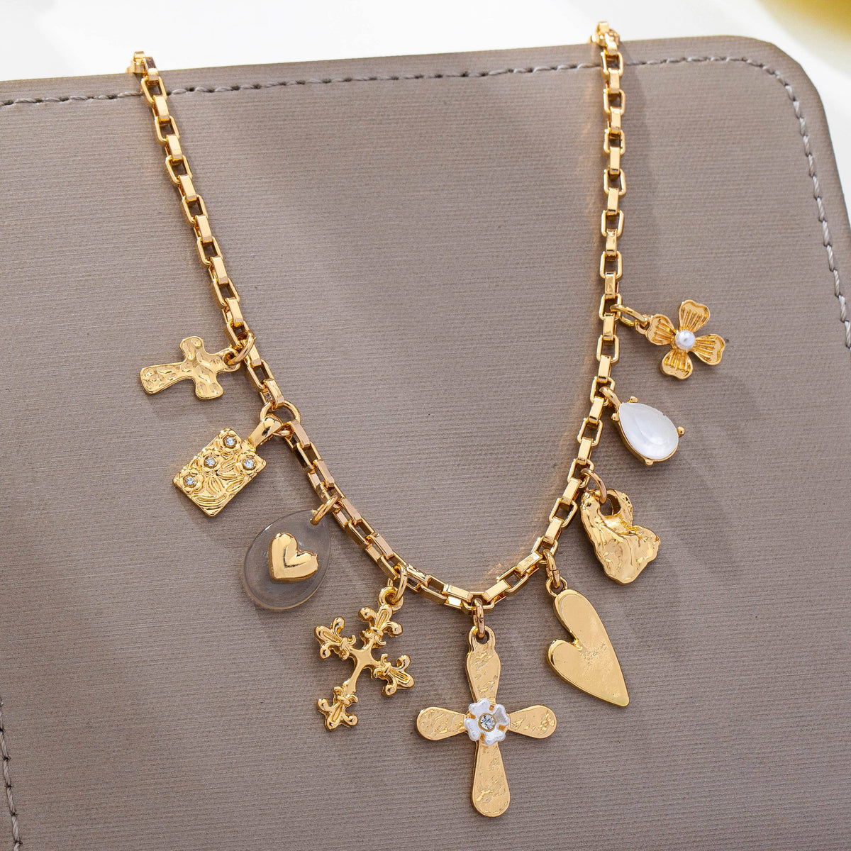 Gold Cross Charm Necklace