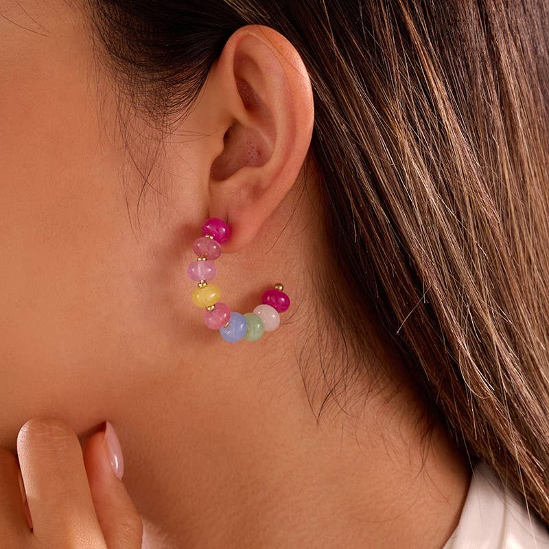 Pastel Beaded Hoop
