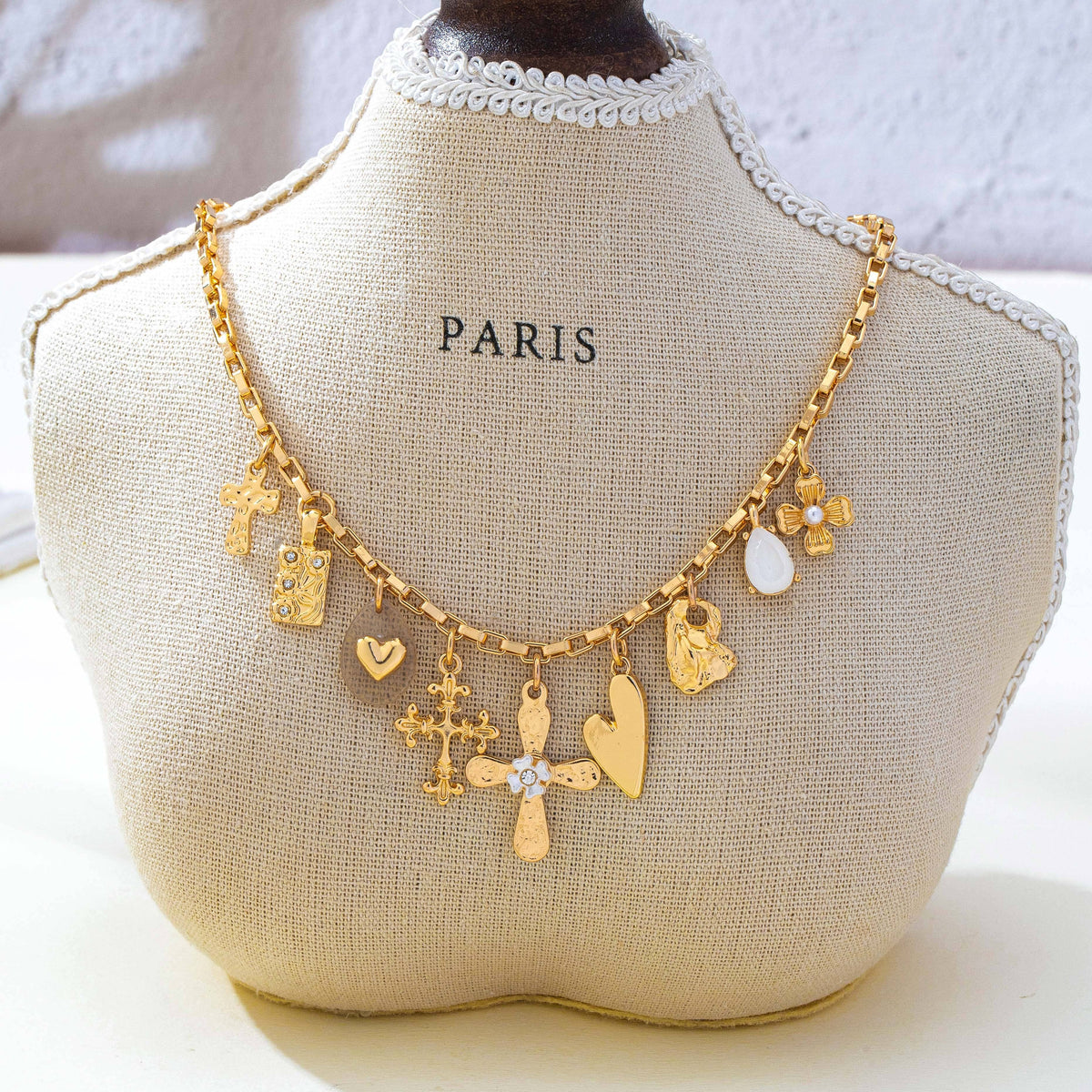 Gold Cross Charm Necklace