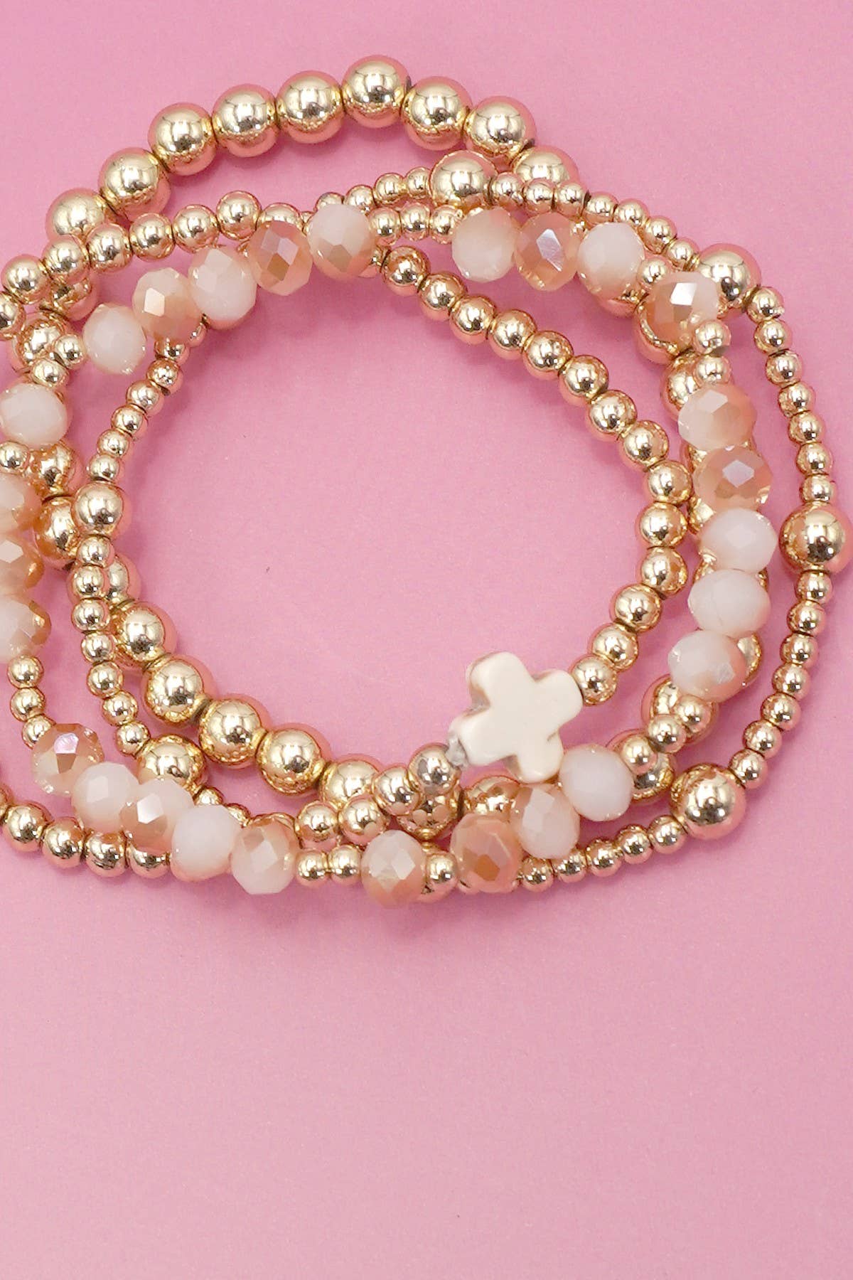 Cross Bracelet Set - White