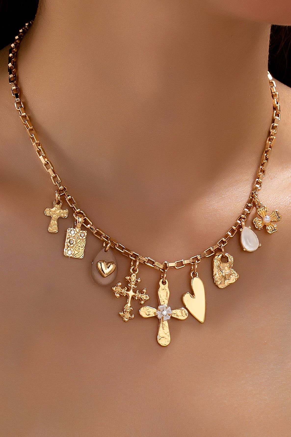 Gold Cross Charm Necklace