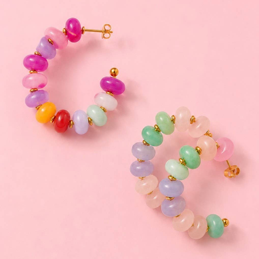 Pastel Beaded Hoop