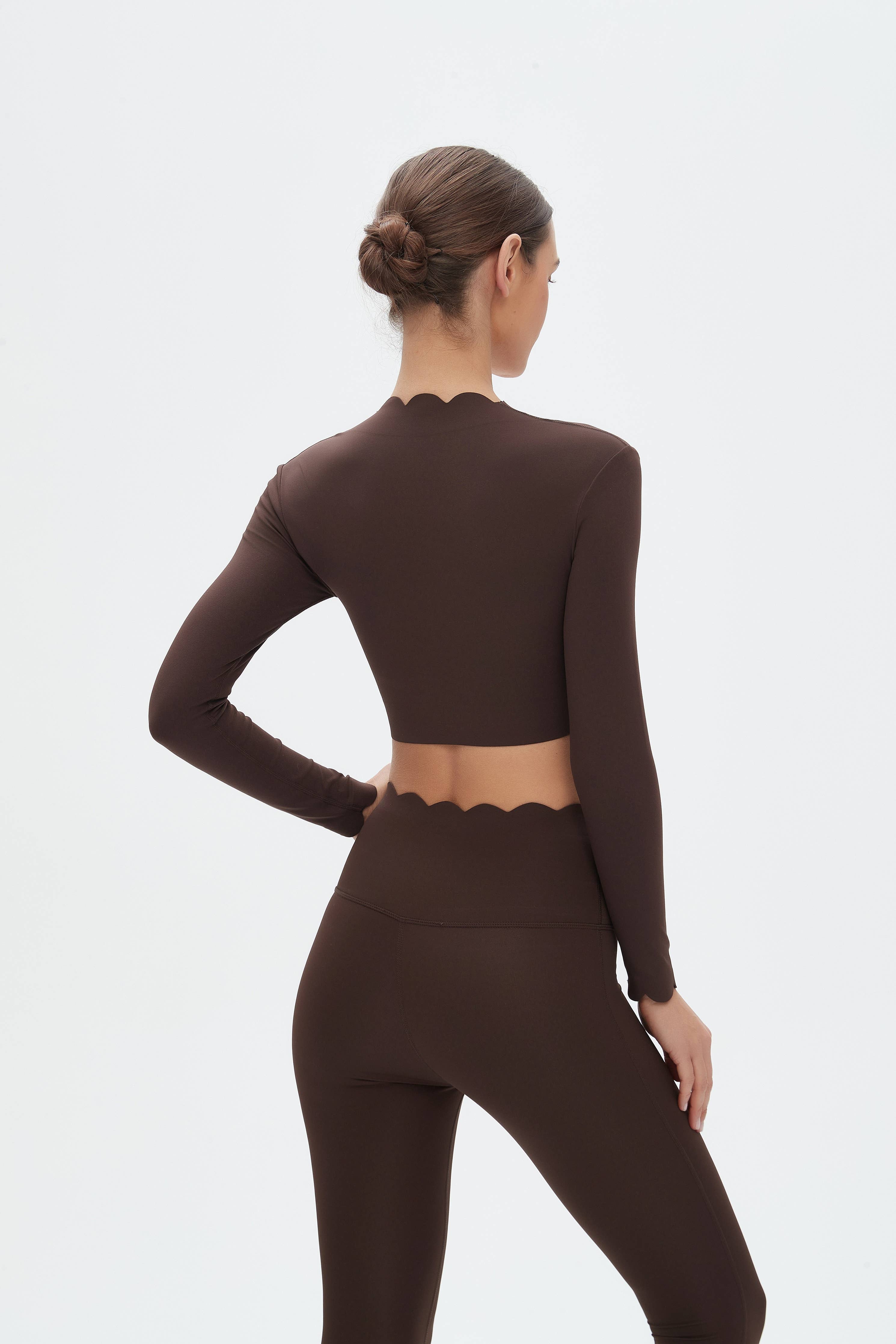 Scallop Long Sleeve Crop Bra