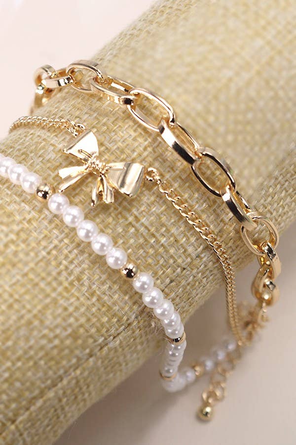 Bow Bracelet Trio - Gold