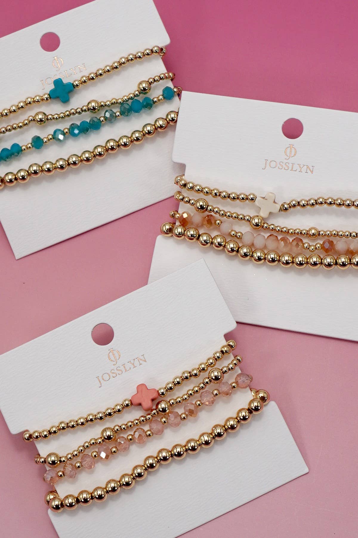 Cross Bracelet Set - White