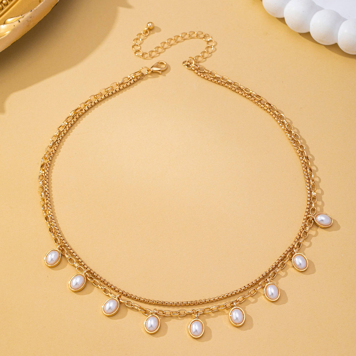 Gold Chain Pearl Necklace