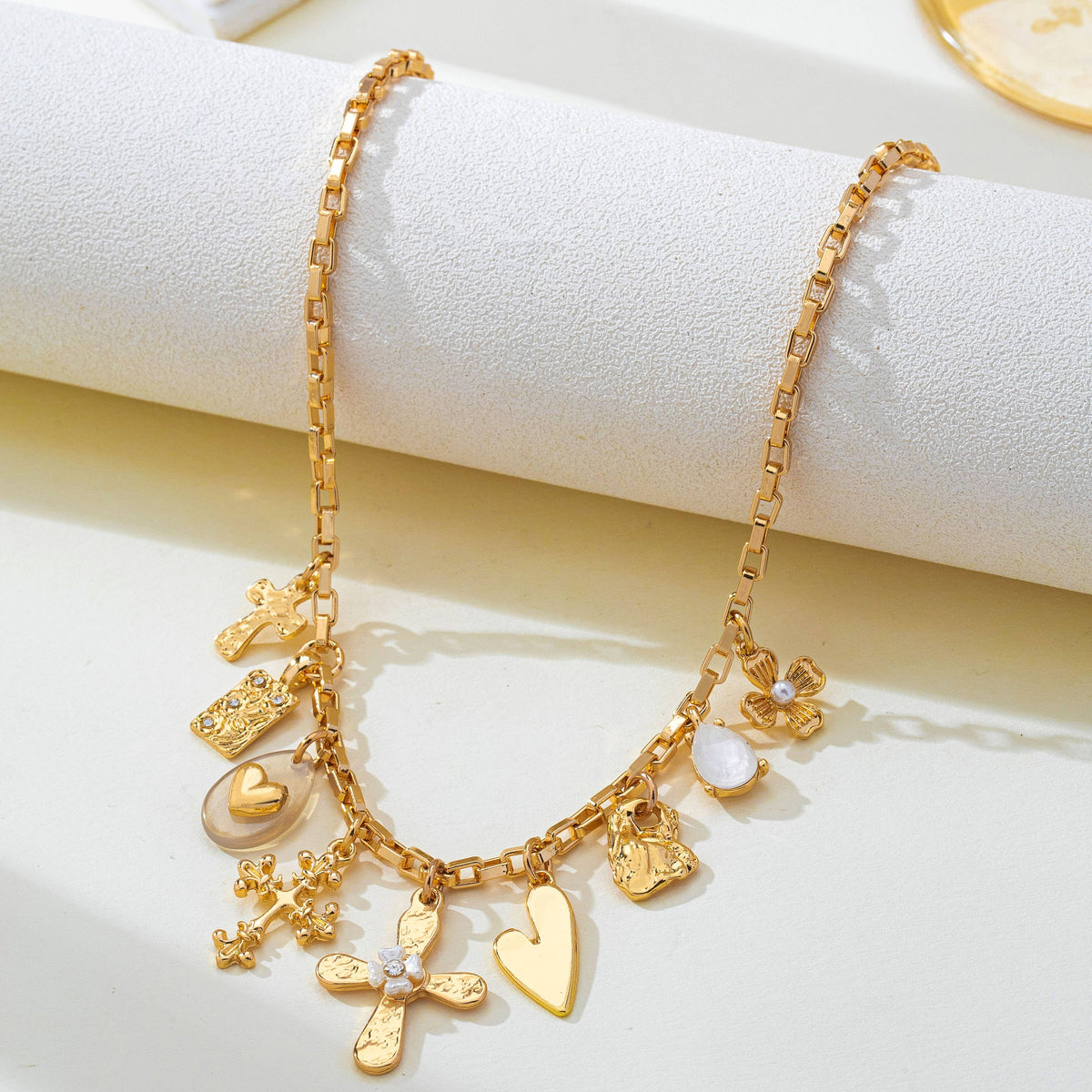 Gold Cross Charm Necklace