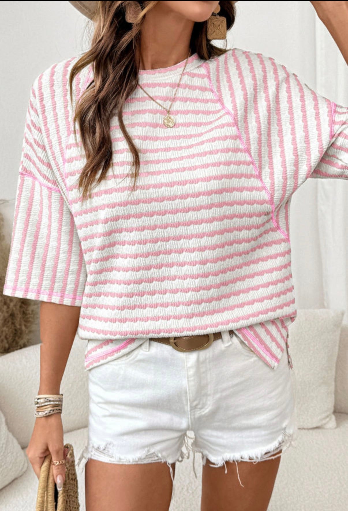 Pink Knit Stripe
