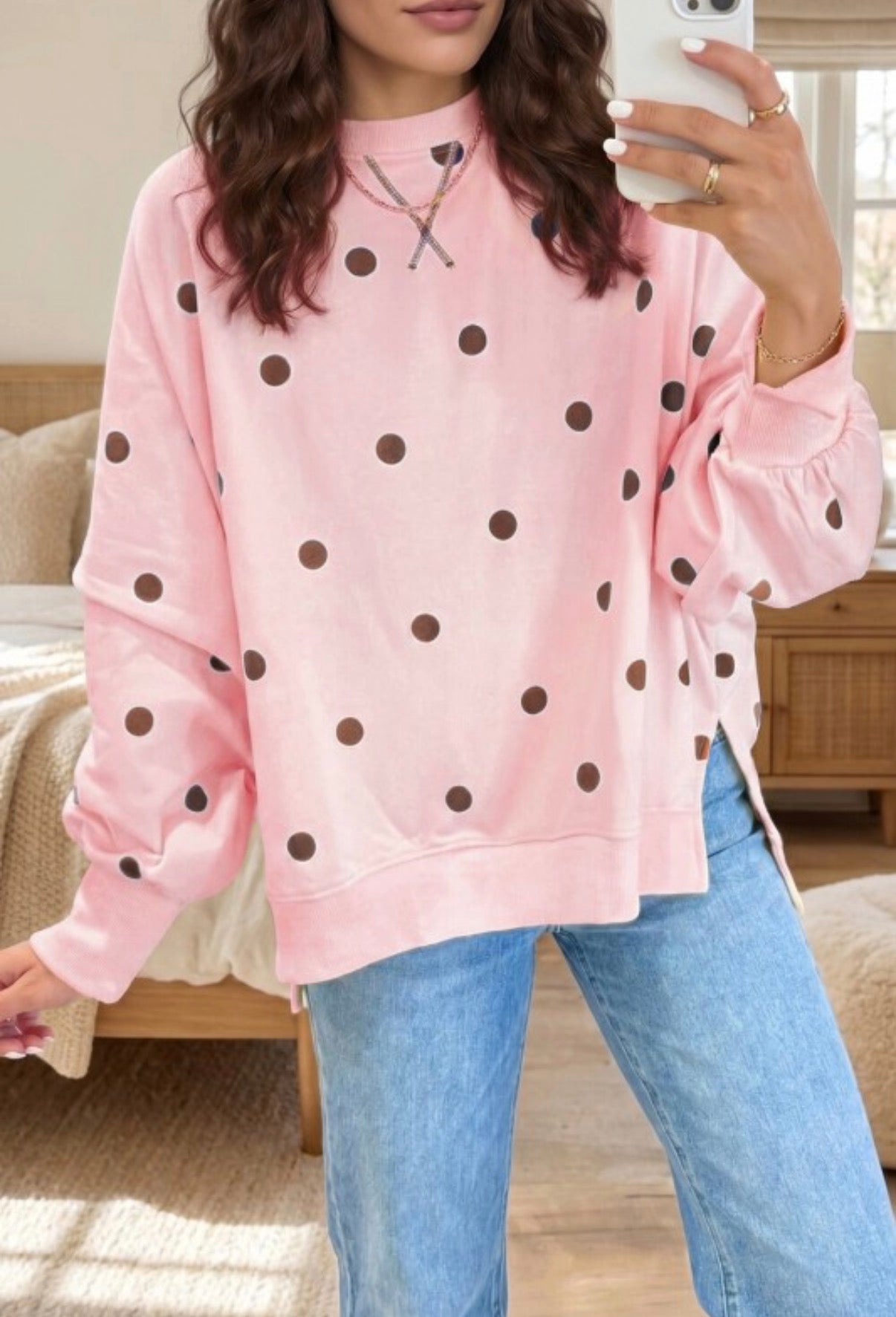 Pink with Brown Polka Dots
