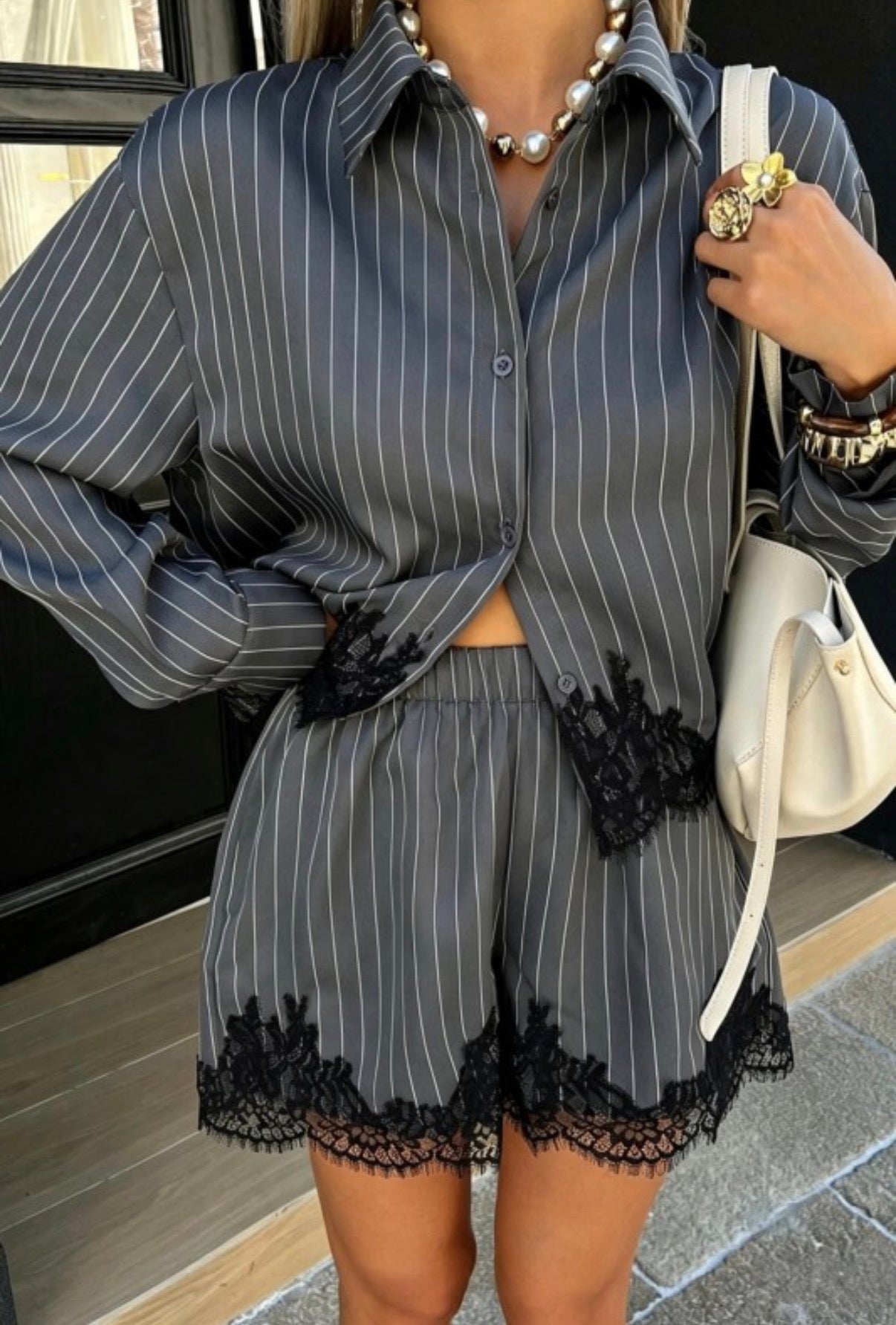 Stripe Lace Set