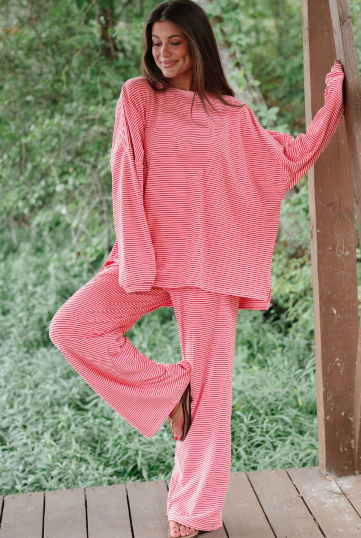 Pink Red Stripe Lounge Set