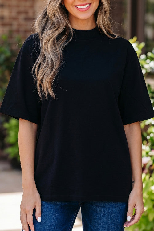 Black Mock Neck
