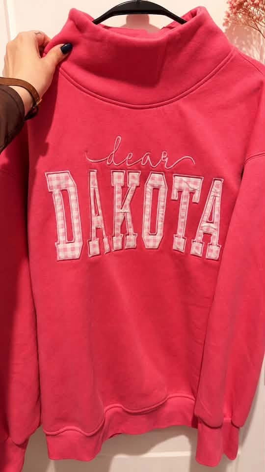 Dear Dakota Pink Embroidered Mockneck
