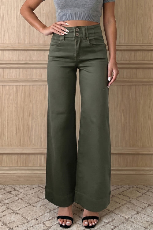 Green High Waist Wide Leg
