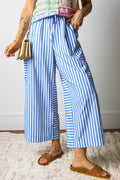 Blue Drawstring Stripe Pant
