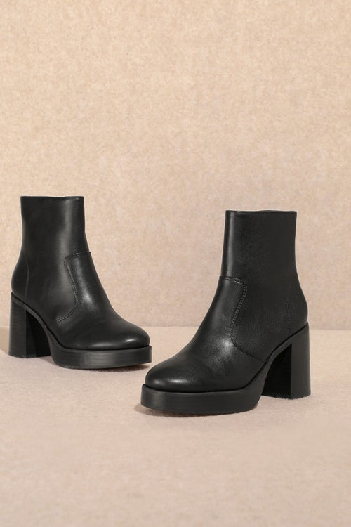 Black Platform Heel Bootie