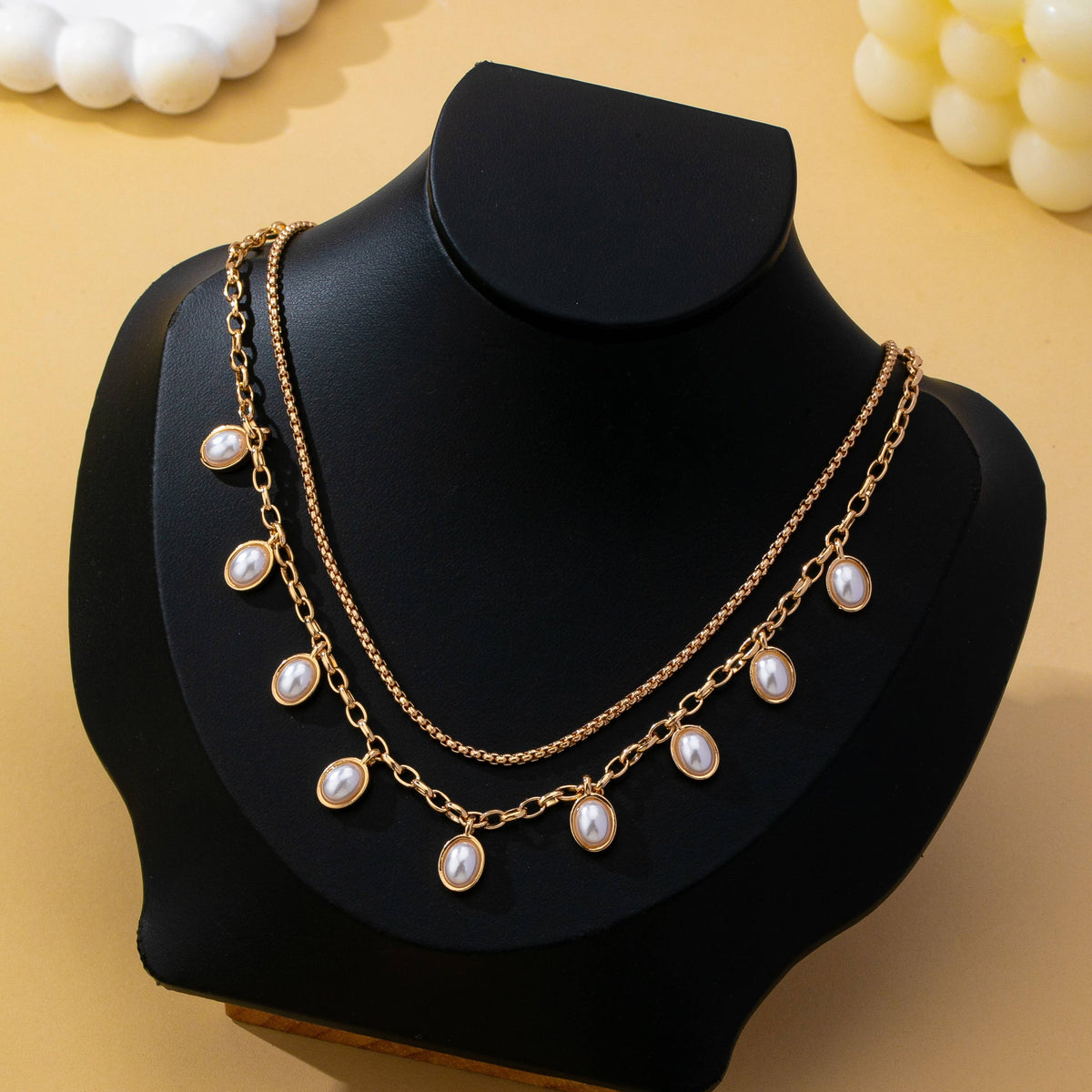 Gold Chain Pearl Necklace