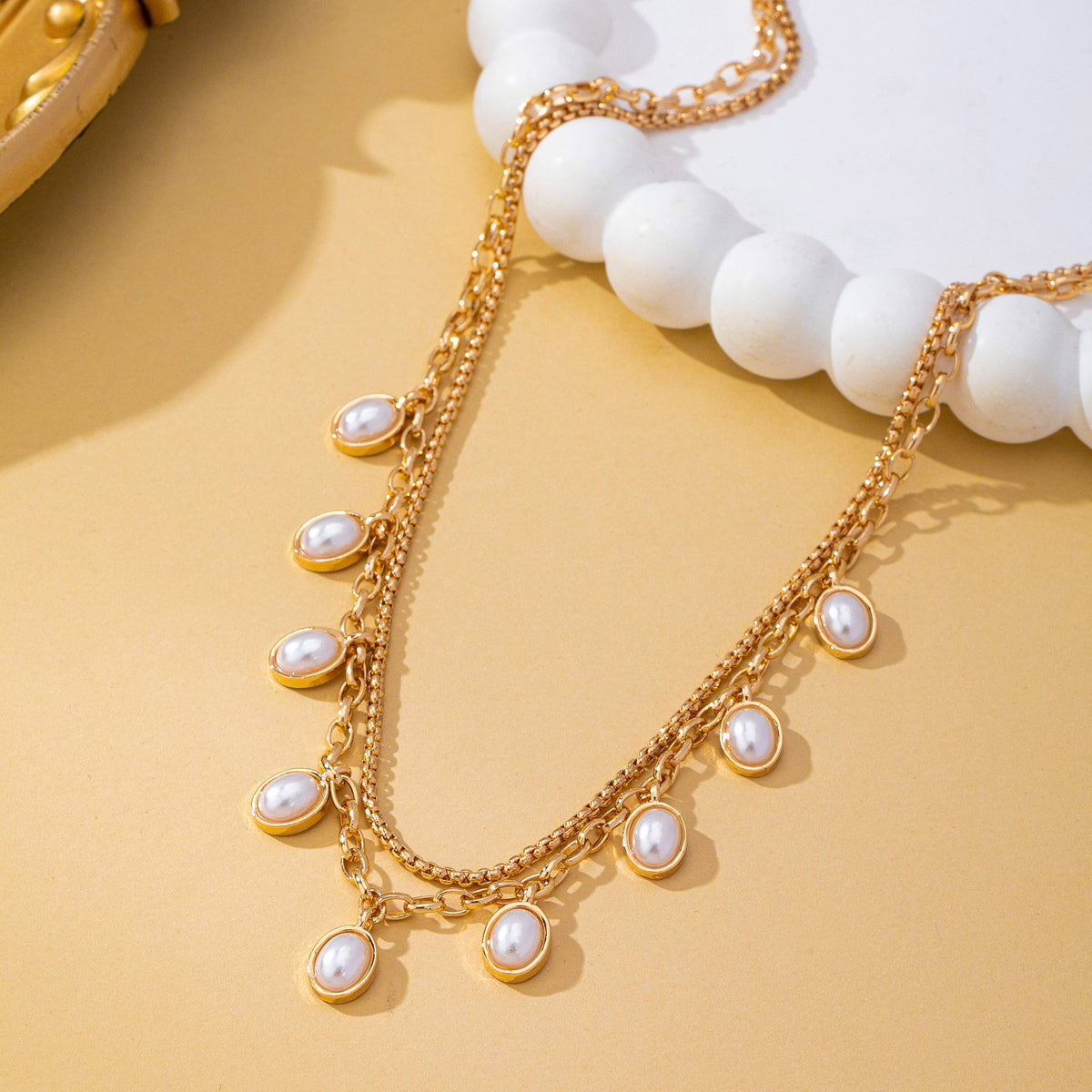 Gold Chain Pearl Necklace