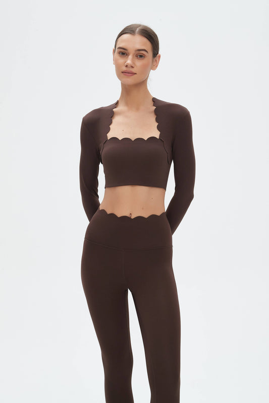 Scallop Long Sleeve Crop Bra